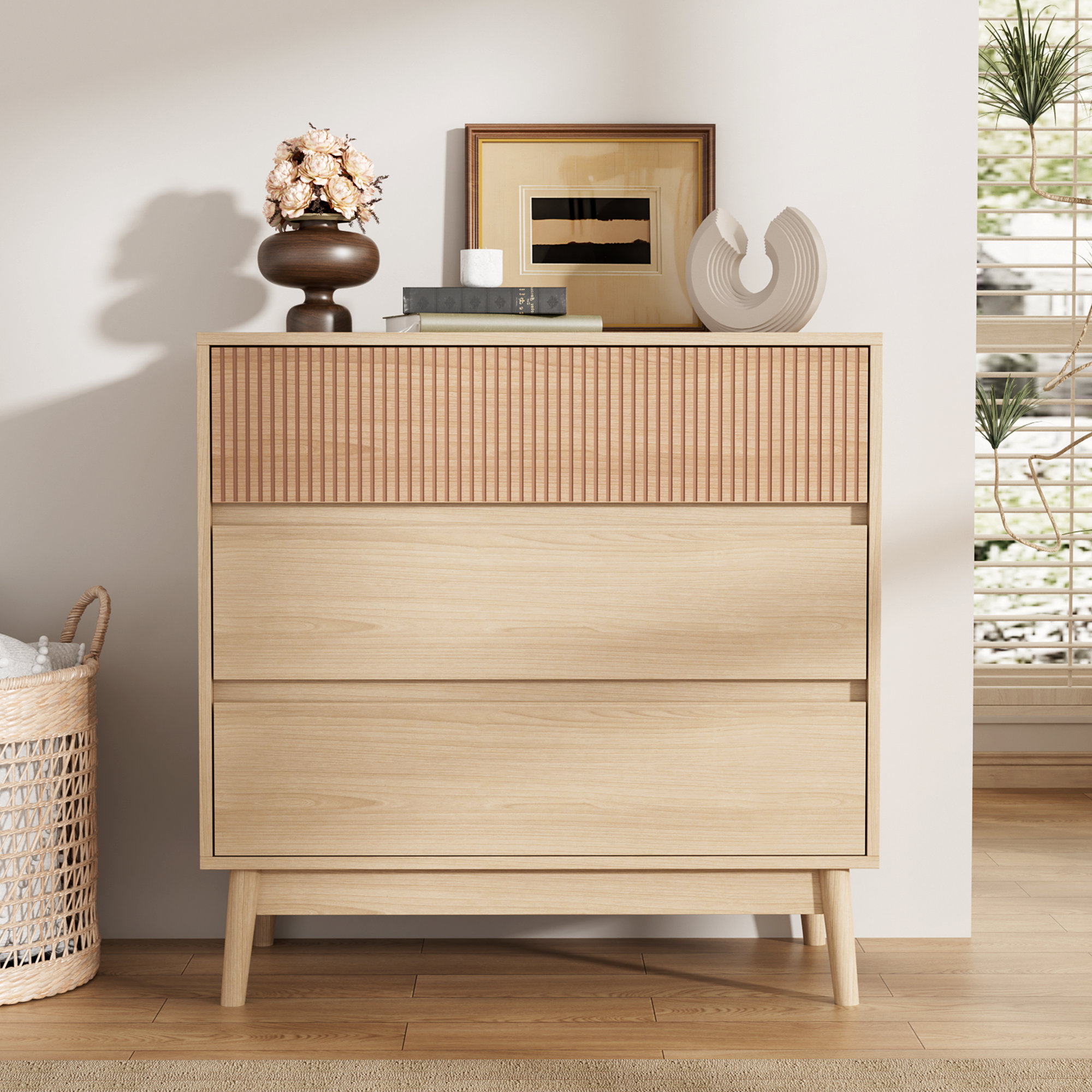 draw drawers バックオープンTシャツ ベージュ George Oliver Morgyn 3-Drawer Dresser & Reviews | Wayfair